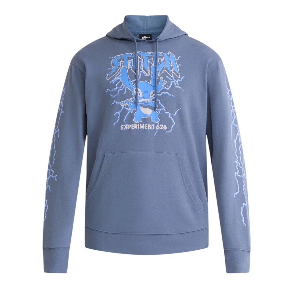 NWT Disney Stitch Hoodie Mens Small Slate Grey Experiment 626 Lightning Graphic